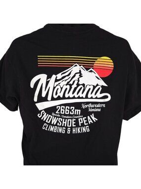 Snowshoe Peak T Shirt Mens Size Large Black Montana Climbing Hiking Travel Tee